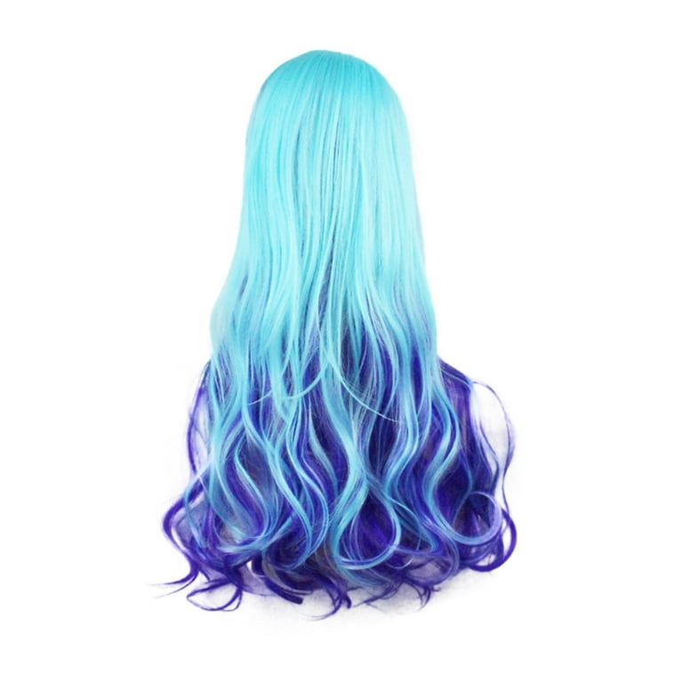 Lovehome Wavy Long Curly Synthetic Wig Cosplay Fashion Sexy Blue