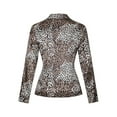 thumbnail image 6 of MORTTIC Women's Satin Finish Lapel Long Sleeve Shirt, Elegant Tucked Design Blouse for Office Wear Leopard，XXL, 6 of 10
