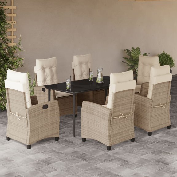 vidaXL Garden Dining Set Beige and Black