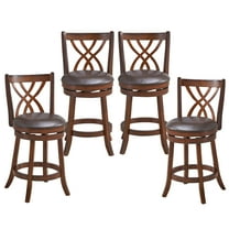 Costway Set of 4 Swivel Bar Stools Counter Height Dining Pub Chairs with  Rubber Wood Legs