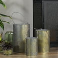 thumbnail image 2 of Northlight Set of 3 Gray and Gold Floral Designed Pillar Candle Lanterns 10", 2 of 5