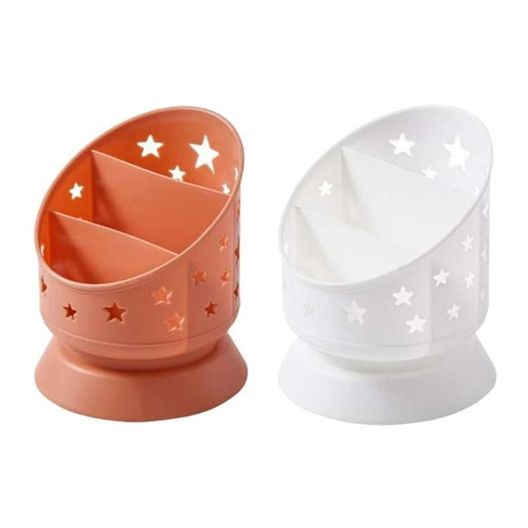 Portalápices Yuyangstore de Maquillaje 3 Compartimentos Naranja Blanco