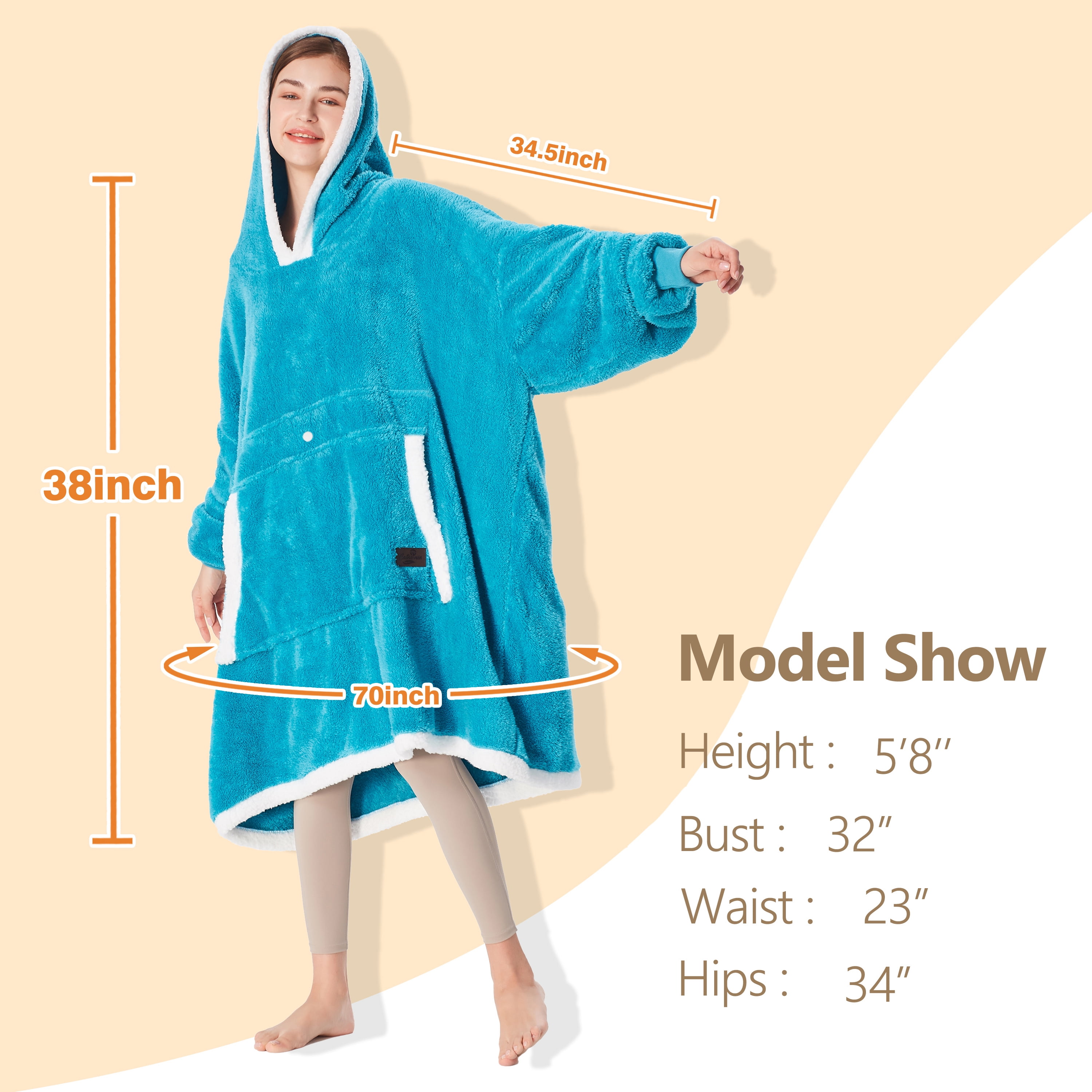 Catalonia Oversized Hoodie Blanket Sweatshirt,  Wearable Sherpa Fleece Giant Pullover for Adults Men Women Teenagers Wife Girlfriend Gift