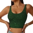 thumbnail image 2 of Picia Emerald Green Sparkling Sports Bra for Women,Padded Strappy Sports Bras Medium Support Yoga Bra with Removable Cups,Running Yoga Bra-XX-Large, 2 of 9