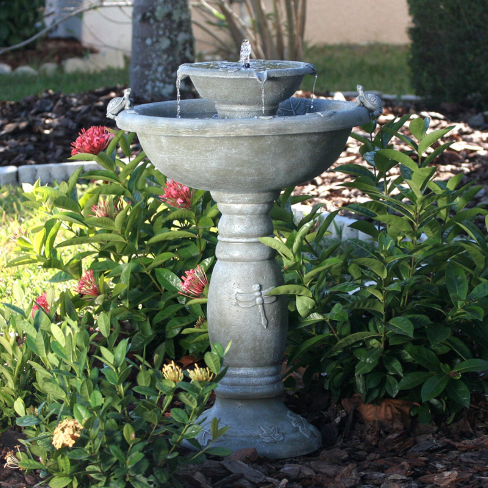 Smart Solar Country Gardens 2-Tier Solar-On-Demand Outdoor Fountain by