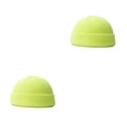 thumbnail image 3 of Qarigey Sombrero de hilo de punto de invierno Gorras de cabeza corta de moda casual Hombres Mujeres Sombreros Patinaje Snowboard Camping Amarillo brillante 2piezas, 3 of 6