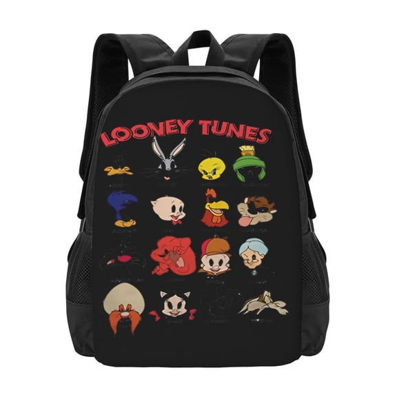 Looney Tunes 'Character Faces' Backpack Fashion Travel Backpack Laptop Backpack 16 Inch Simple And Large Capacity