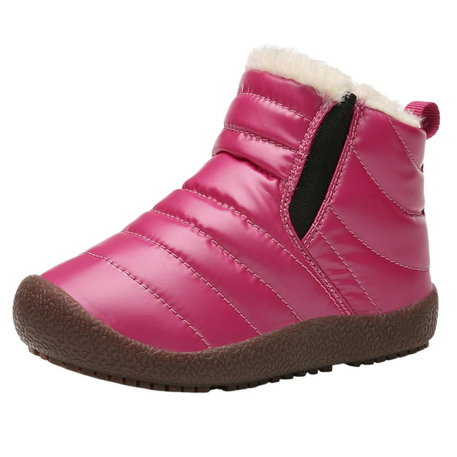 Zecgelong Bottes pour Filles, Chaussures pour Enfants Confortables Semelle Souple Doublure en Velours Chaud Bottes de Neige Mode Extérieur Chaudes Bottes de Neige pour Enfants