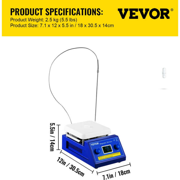 VEVOR Electric Overhead Stirrer Mixer 0-3000 RPM Overhead Stirrer