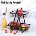 thumbnail image 2 of Mirdinner 2 Tier Countertop Fruit Basket Bowl for Kitchen, Detachable Metal Organizer for Bread Vegetable Fruits with Wooden Handle, Large Capacity Storage Basket for Bread Snack Veggies Produce, 2 of 6
