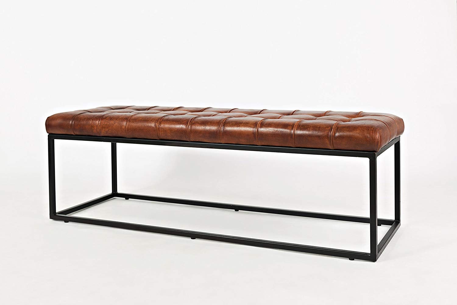 Global Archive Leather Ottoman - Saddle