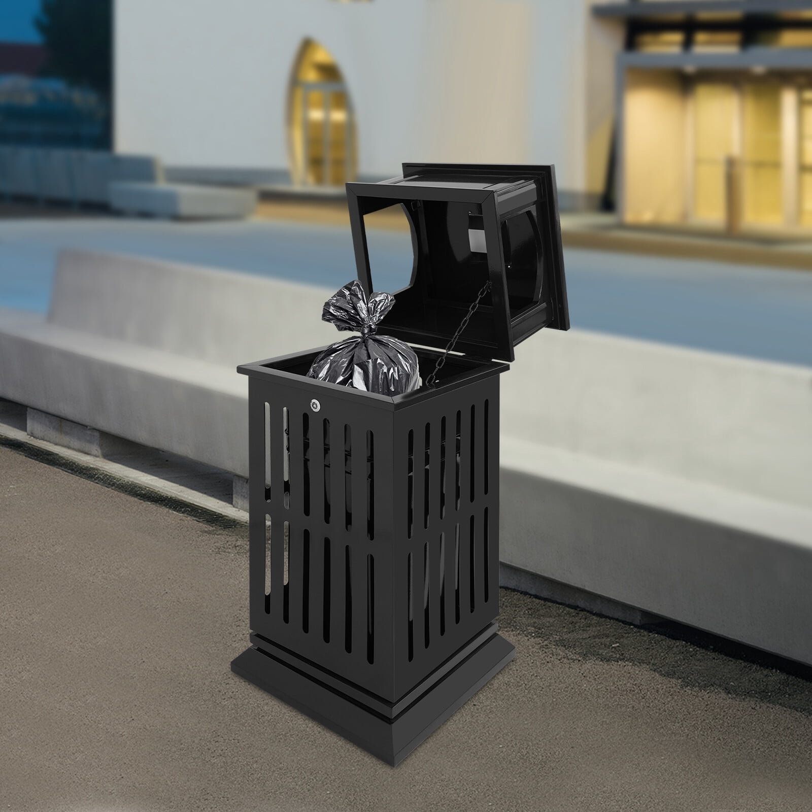 Outdoor Trash Can Commercial Garbage Bin Heavy Duty Yard Garage Waste Container for Patios, Courtyards