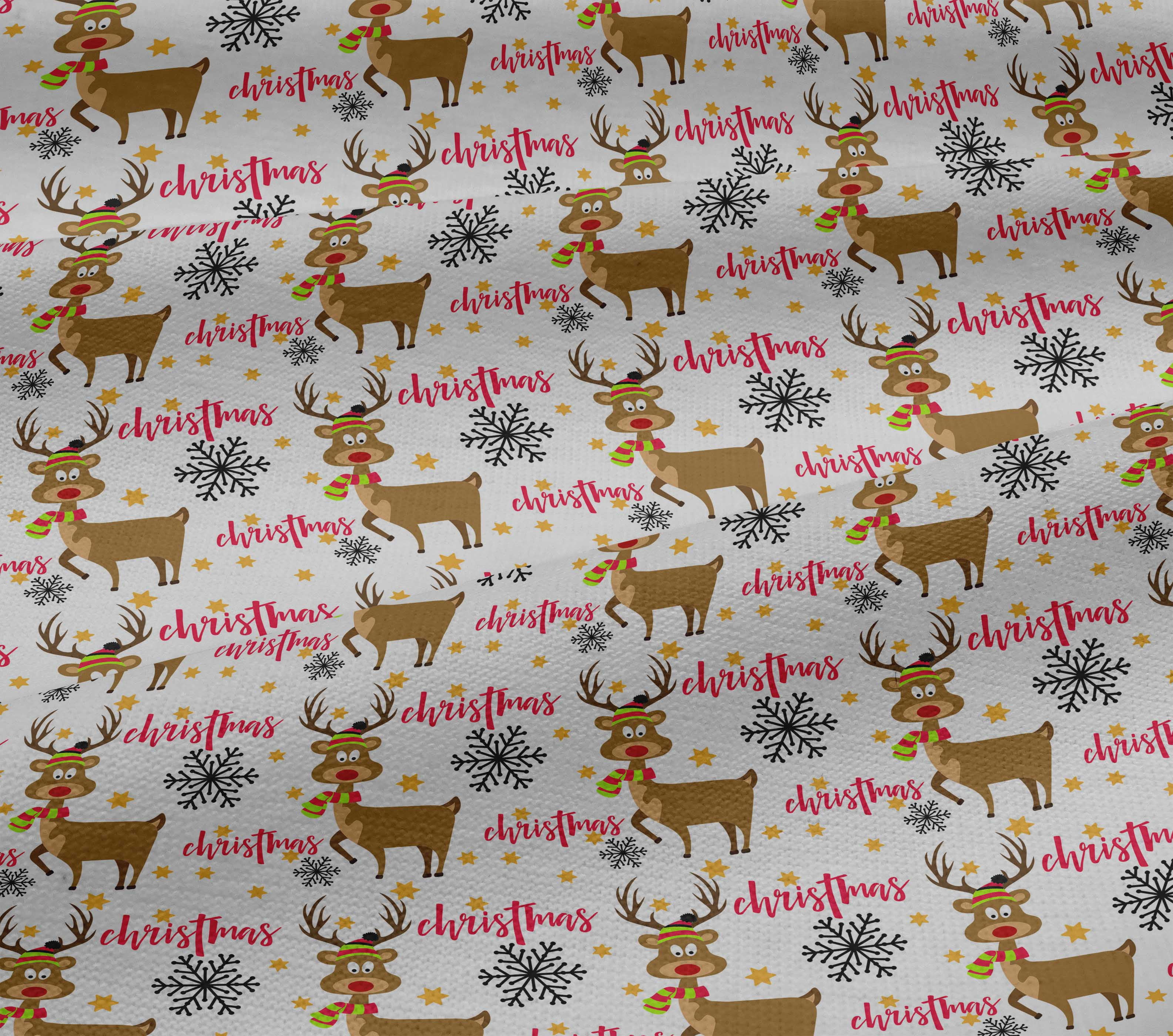 oneOone Cotton Jersey White Fabric Merry Christmas Quilting Supplies Print Sewing Fabric By The Yard 58 Inch Wide