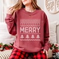 thumbnail image 3 of Ugly Sweater Merry - Women's Lightweight Garment Dyed Sweatshirt, 3 of 7