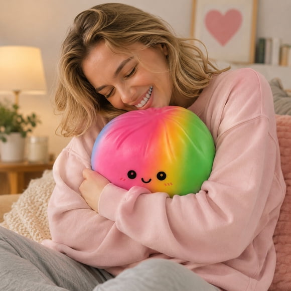 Jienlioq Jouet Bun Vapeur Kawaii Squishy Jouet Anti-Stress Doux Jouet Fidget Boule Baozi Mignonne avec Visage Heureux Cadeau de Décompression Adultes 10 ml