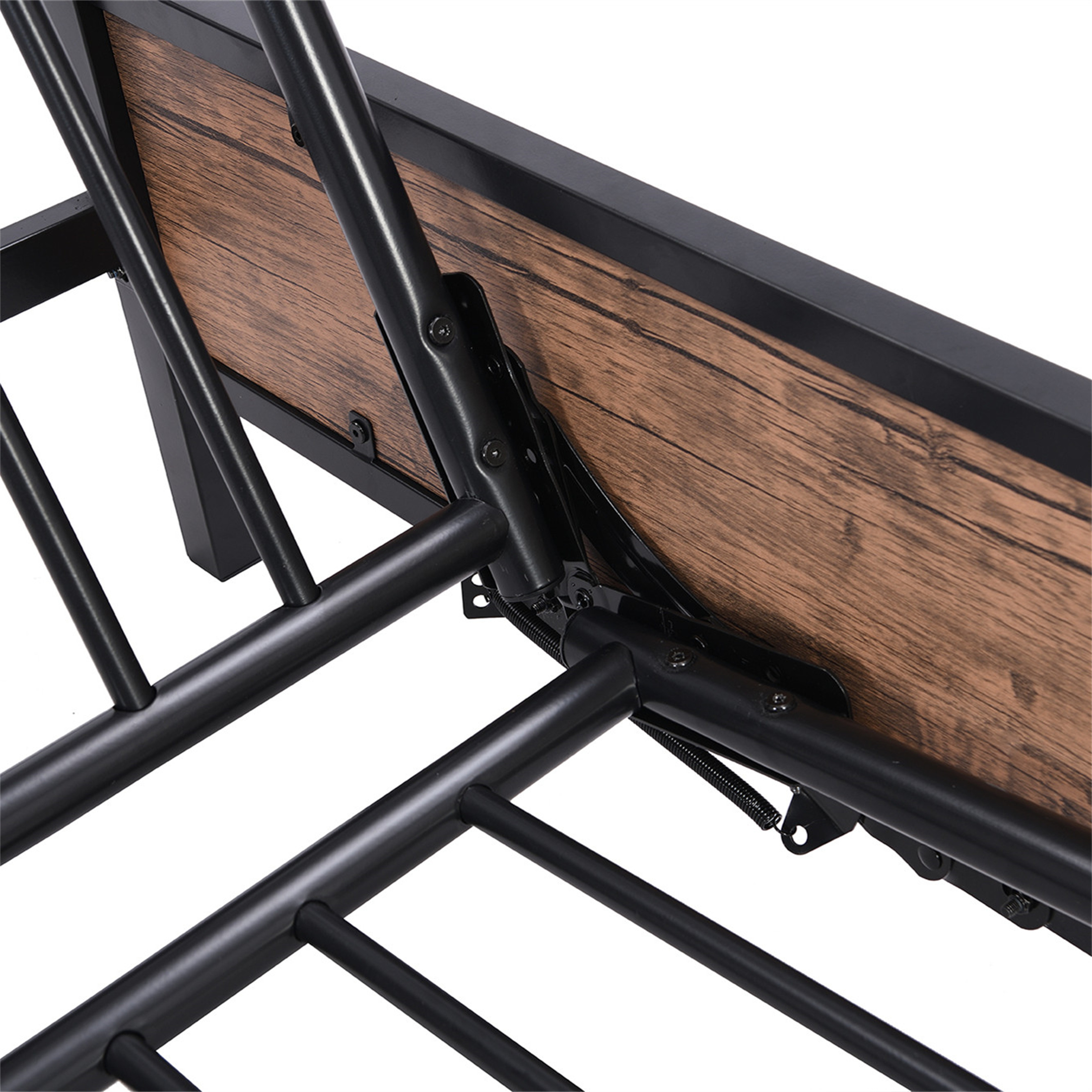 Aukfa Twin over Futon Bunk Bed, Metal Twin over Full Bunk Bed for Kids Teens, Space Save, Black
