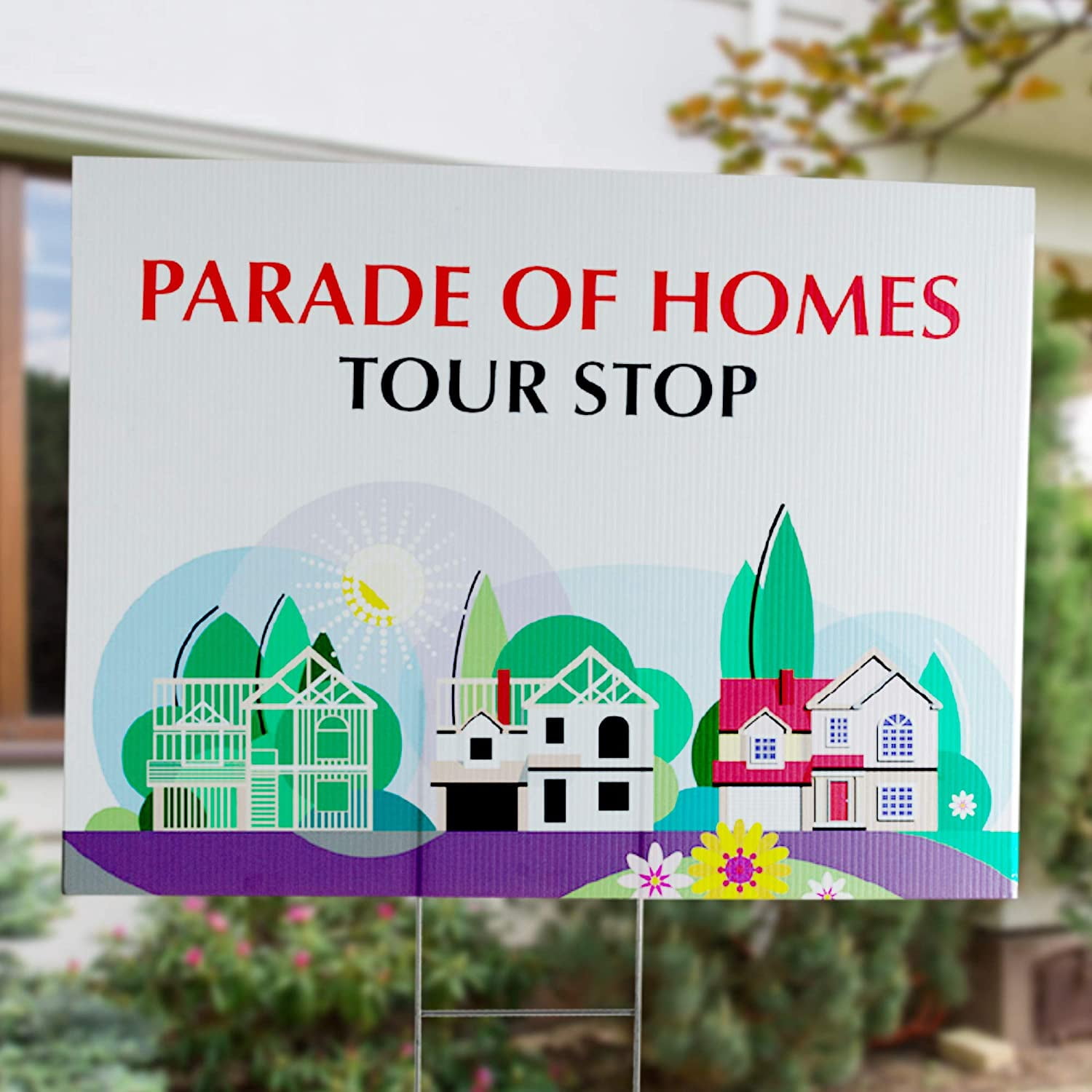 Flaggo - Blank Yard Sign and H-Frame Ground Stake Sign Holder Set, White, 18 x 24 Inches, 3-Pack (5500)