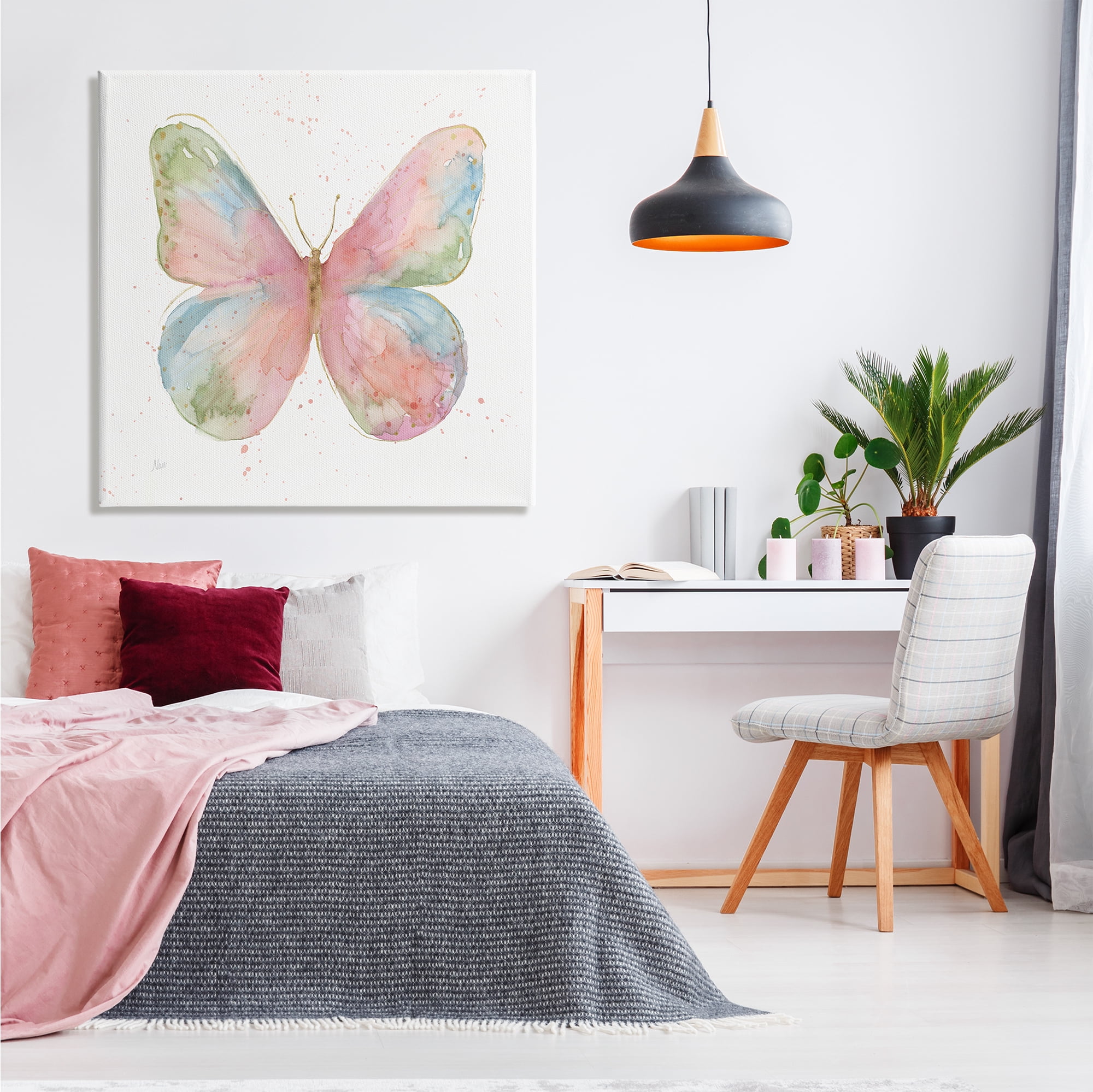 Stupell Industries Children's Spring Butterfly Abstract Watercolor Pattern Wings, 36 x 36,Design by Nan