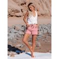 thumbnail image 6 of Women'S High Waist Tie Front Loose Wide Leg Shorts with Pockets Casual Summer Pink XXL, 6 of 8