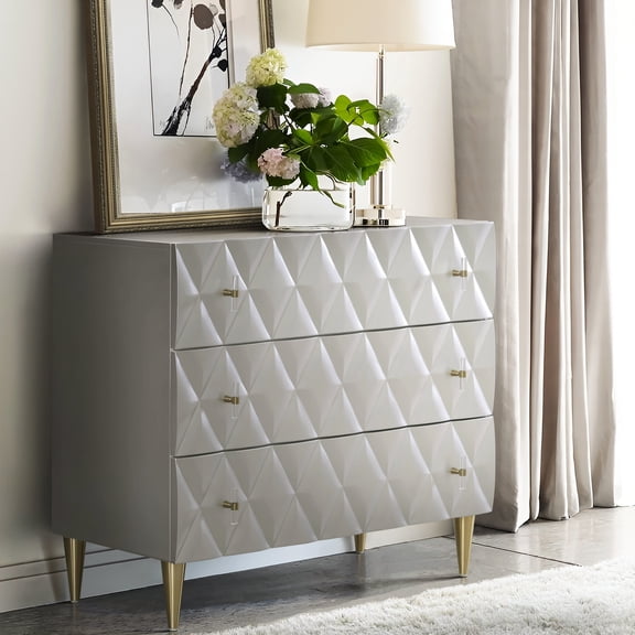 Metallic Silver And Champagne 3 Cabinet - Elegant & Practical Furniture Modern Style Console In Spacious Storage