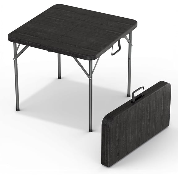 Chenshuoo Foldable Table with Built in Handle & Steel Legs | Heavy Duty Portable | Perfect for Party, Dining, Wedding,Events, Picnic Indoor, Outdoor, Camping, Utility, Temporary,Black,3 FT - Square