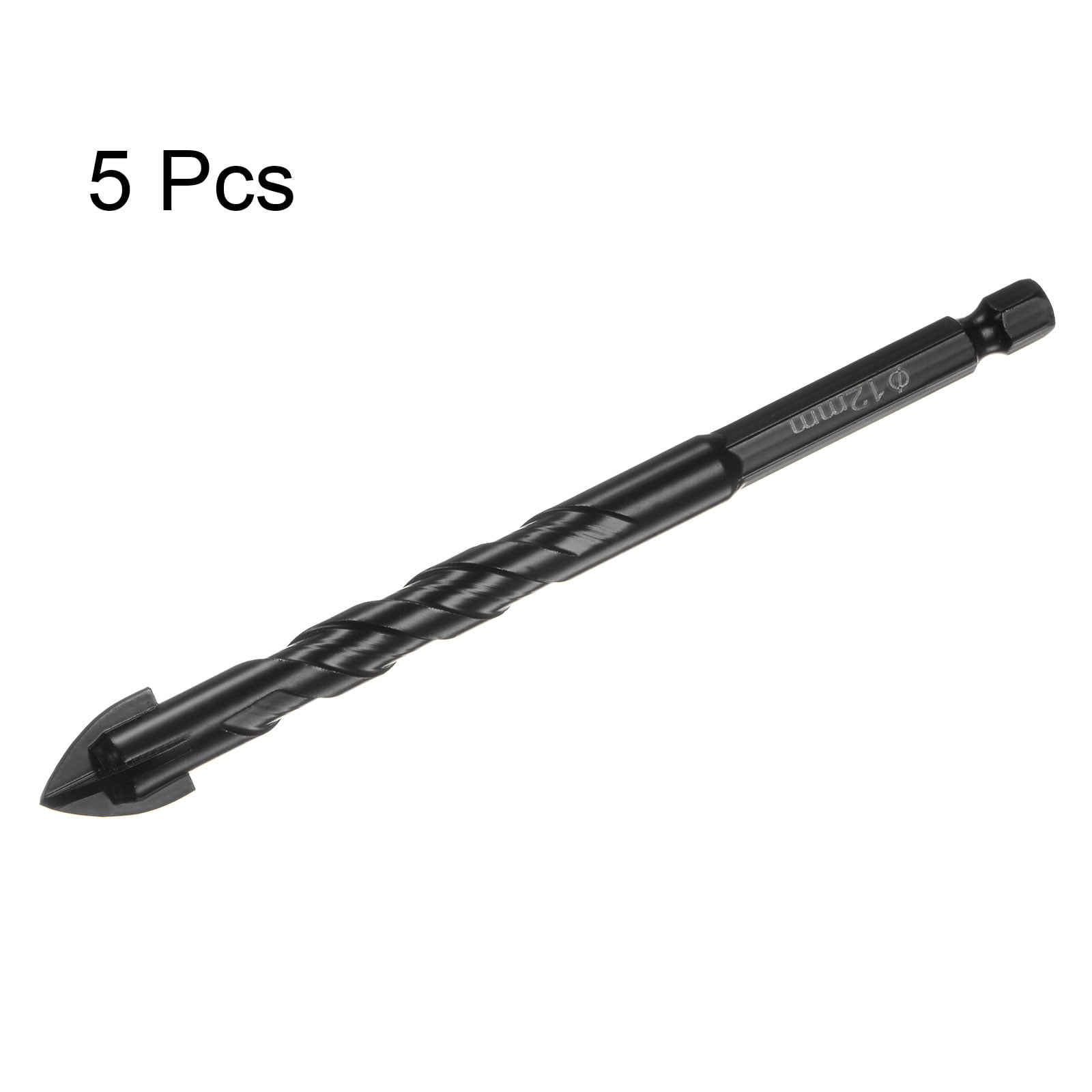 Unique Bargains 5pack Masonry Drill Bits, 12mm Concrete Drill Bit 1/4' Hex Shank Ceramic Drill Bit