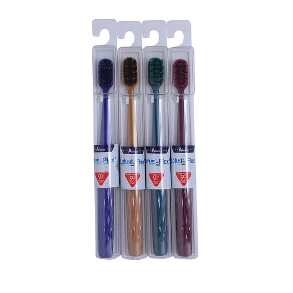 LOTUS Brosse à Dents FLEX - Série A' / Brosse à Dents Super Douce / Poils Antibactériens / (Lot de 4)