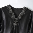 thumbnail image 2 of Defitshape Women's Lace Sleeping Night Shirts Summer Sleepwear Short Pajama Sleep Shirt Silk Nightgown Satin Night Gown Dresses Soft Lace Short Sleeve V Neck Nightshirt Black Medium, 2 of 5