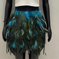 thumbnail image 2 of Womens Faux Feather A Line Mini Skirt with Bold Colors and Fluffy Texture for Women Who Love To Stand Out Blue L, 2 of 4