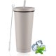 thumbnail image 1 of Isolerad Termosmugg för Iskaffe med Lock och Sugrör, 750ml Dubbelväggig Vakuum Resemugg i Rostfritt Stål (1 st), 1 of 5
