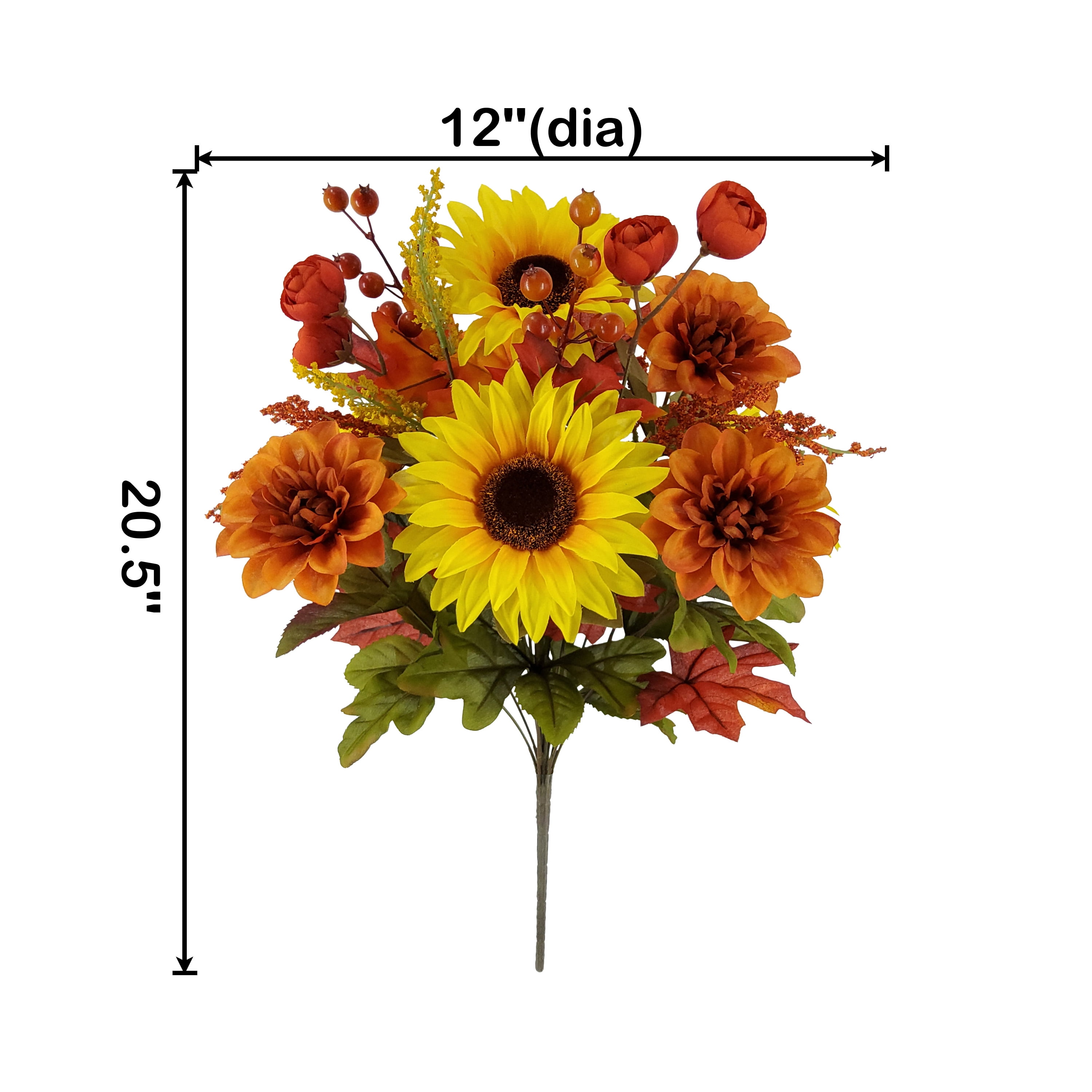 Mainstays 20.5''H Indoor Artificial Sunflower and Dahlia Mixed Bouquet, Yellow Color
