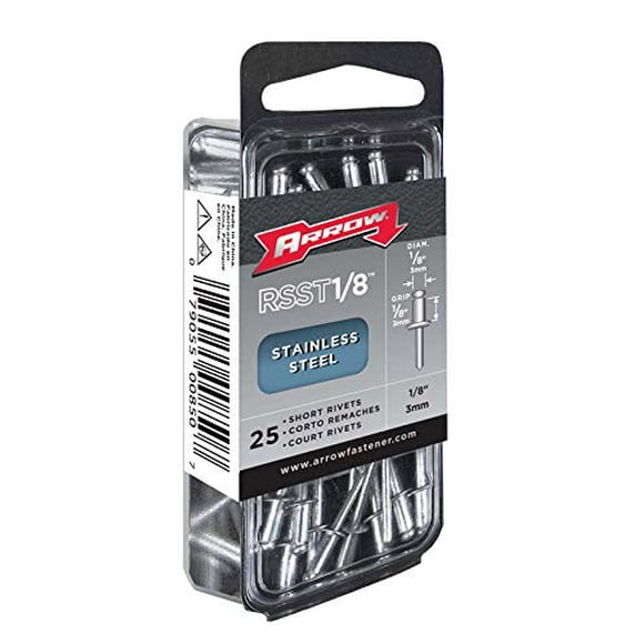 Arrow Fixation 1/8 Po x 1/8 Po Rivets en Acier Inoxydable Argent 25 pk