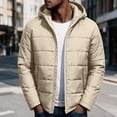 thumbnail image 2 of Turilly Men's Solid Color Hooded Jackets Winter Warm Cotton Padded Jacket for Men, 2 of 6