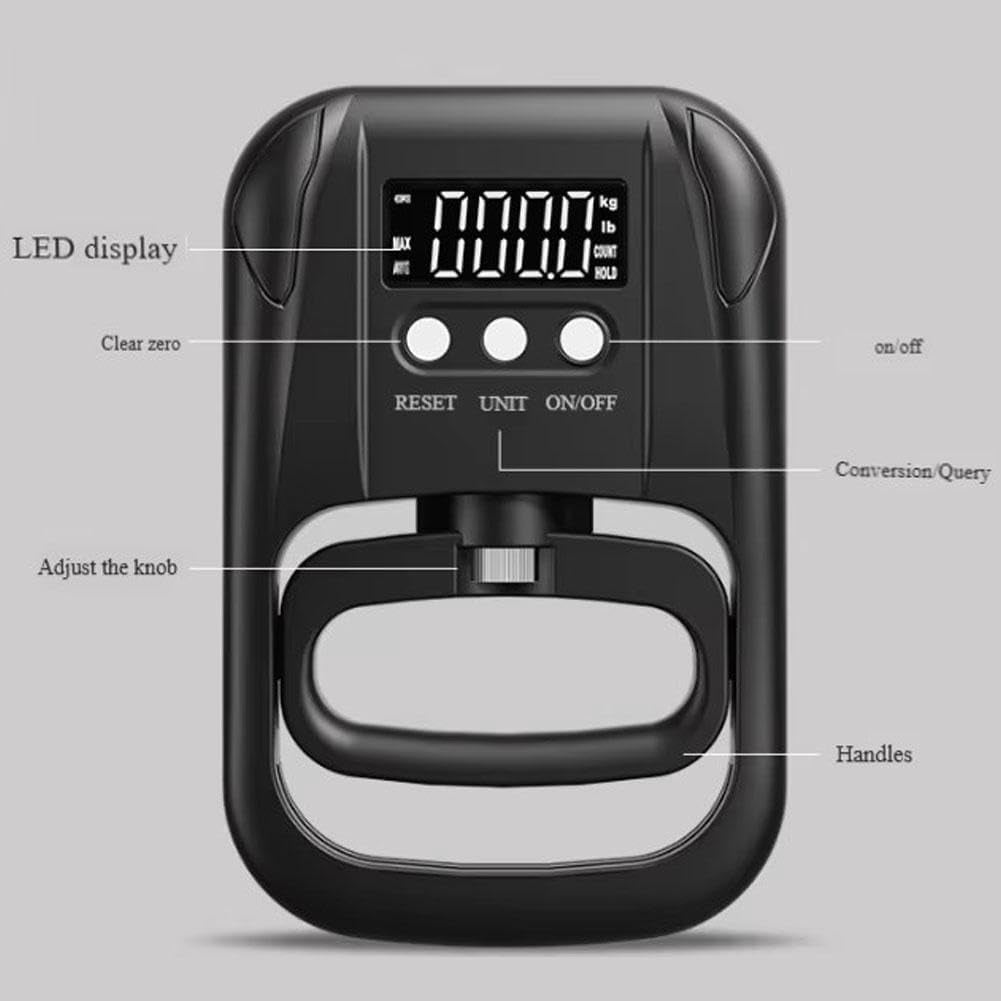 BYXAS Hand Grip Strength Tester Trainer - Electronic Hand Dynamometer Forearm Grip Strengthener Exerciser Digital Training Gauge 265 Lbs 120 Kgs for Sport Home School Use