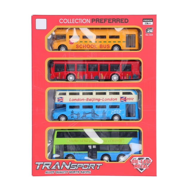 Juego de juguetes de autobús NikouMX 4 piezas Aleación
