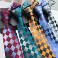 thumbnail image 4 of CSChome Men Business Tie Lightweight Multipurpose Adjustable Men Business Tie Different Patterns Plaid Print Decorative Gentleman Wedding Daily Wear, 4 of 6