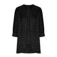 thumbnail image 4 of VERUGU Cardigan for Women Solid Three Quarter Sleeve Casual Blouse Cardigan Black XXL, 4 of 7