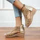 thumbnail image 4 of Zapatos de verano para mujer Sandalias planas informales con boca de pez ahuecadas y tacones de cuña con cremallera para mujer Wmkox8yii nm9848, 4 of 8