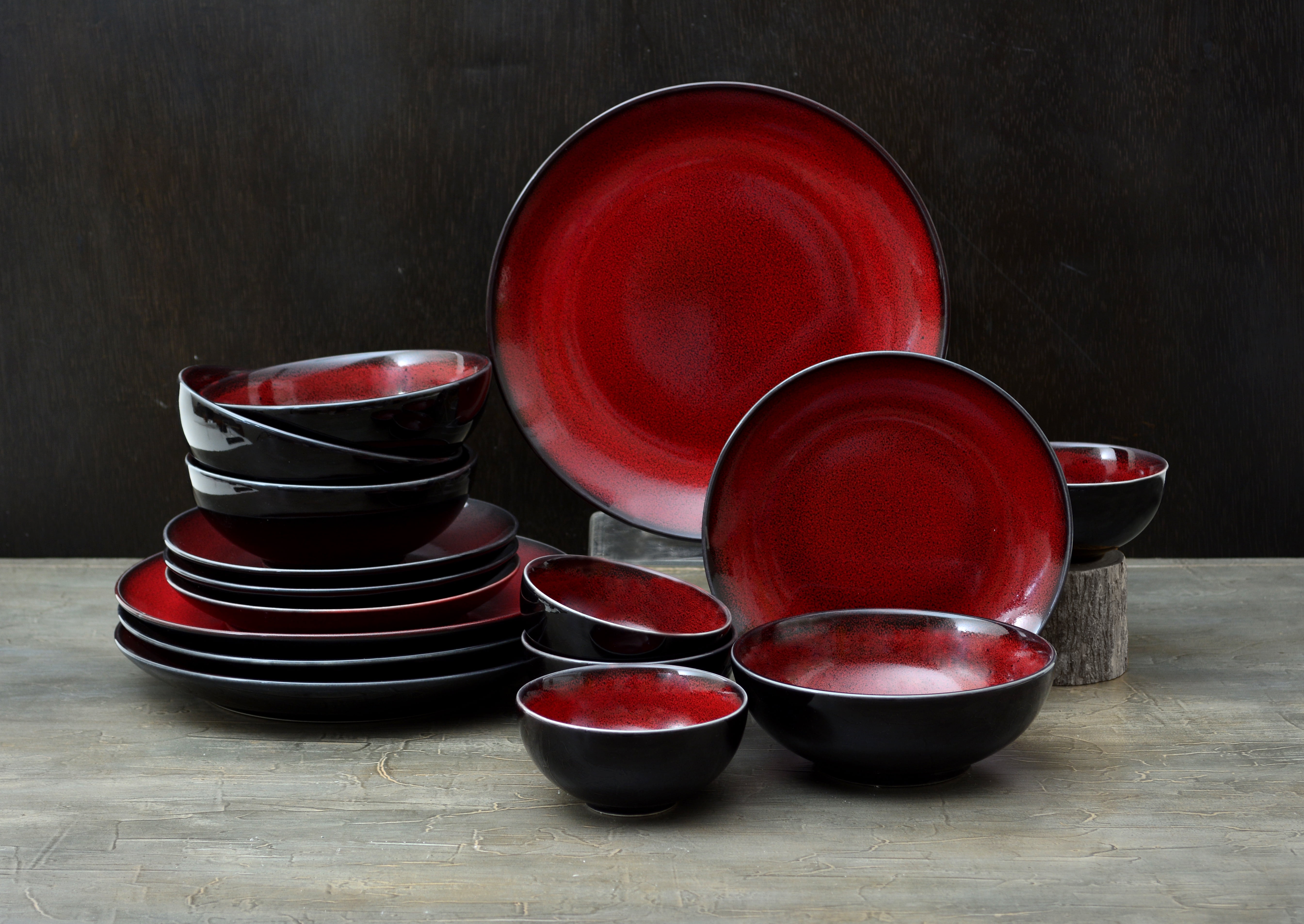 4 pcs Sauce Dishes Red and Black Durable Round Food Dipping Bowls for Restaurant 
