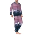thumbnail image 2 of Honeii Boat Lighthouse Storm Waves Pattern Mens Pajamas Set,2pcs Men's Lounge Long Sleeve Sleep Shirt and Pajama Bottoms Sleepwear Set,Mens Pjs Sets-Small, 2 of 7