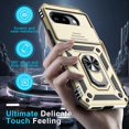 thumbnail image 4 of KOMI Case Compatible with Google Pixel 9A Built in Slide Camera Lens Cover+Screen Protector+Finger Ring Holder Kickstand,Heavy Duty Shockproof Full Body Protective Phone Cover, Gold, 4 of 5