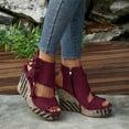 thumbnail image 6 of HaiMao Wedge Sandals for Women Clearance Open Toe Espadrilles Comfortable Dressy Ankle Strap Platform Boho Beach Summer Shoes Comfortable Wine 7.5(40), 6 of 9