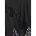 thumbnail image 6 of Black Asymmetrical Midi Skirt With Lace Trim, Slim Fit Womens Skirt, 6 of 8