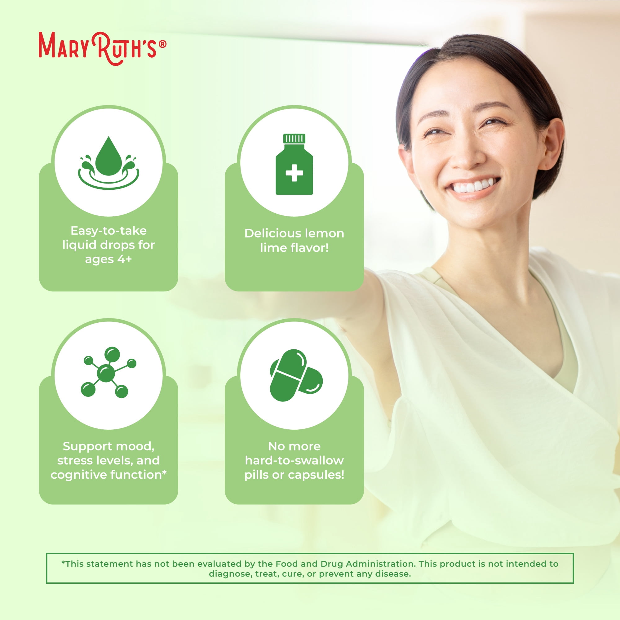MaryRuth's L-Theanine 200mg Liquid Drops Stress Relief Vegan Supplement Unisex 30 Servings 2 fl. oz.