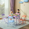 thumbnail image 4 of Homy Casa 5 Piece Foldable Kids Table and Chair Set, Compact Plastic Desk and Seat for Playroom Study Area, Purple, 4 of 10