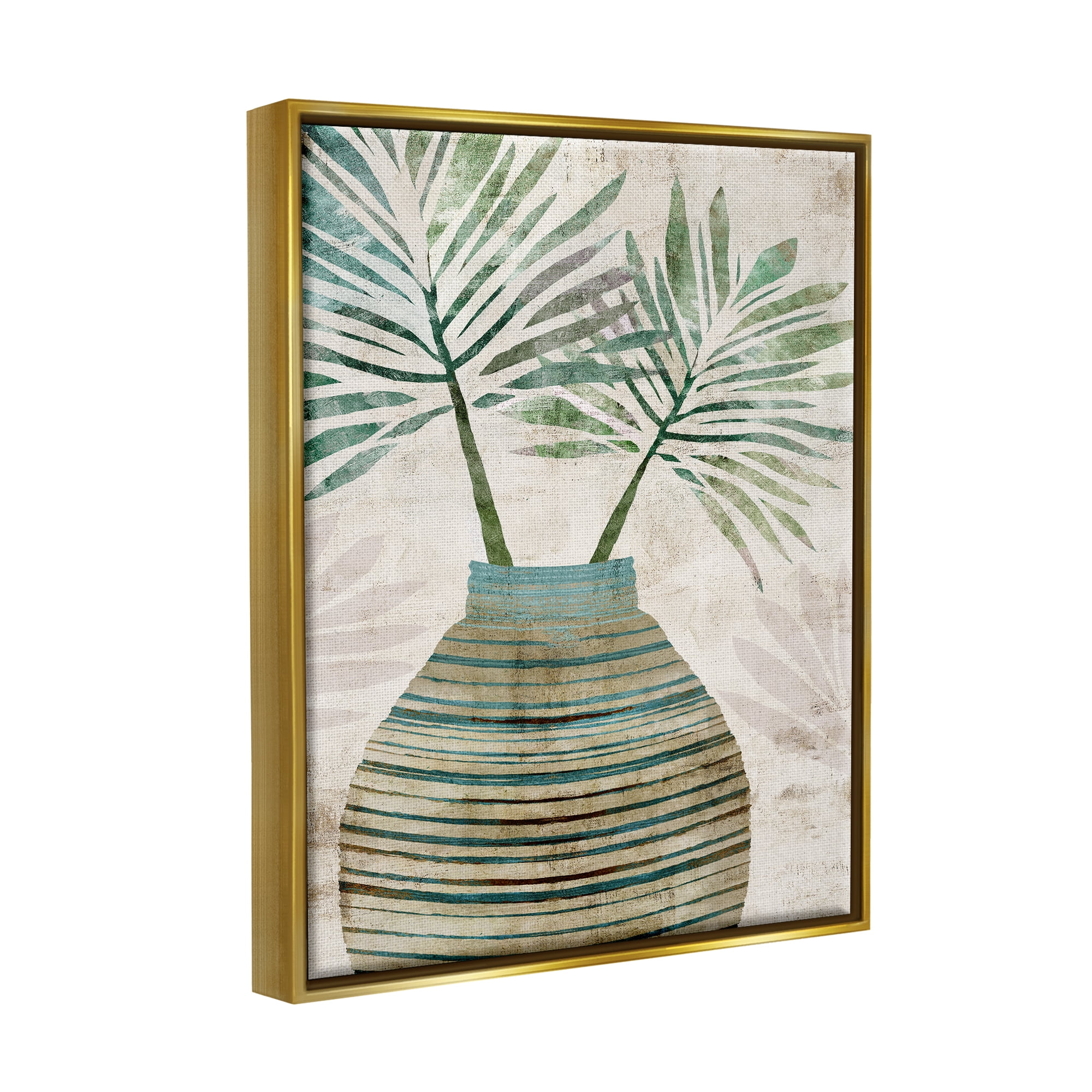Stupell Industries Rustic Boho Botanicals Botanical & Floral Painting Gold Floater Framed Canvas Art Print Wall Art, 25 x 31