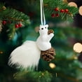 thumbnail image 6 of Zawou White Lifelike Squirrel Ornament, Mini Figurine and Hanging Christmas Decor for Tree, Desktop, and Indoor Holiday Display, 6 of 7