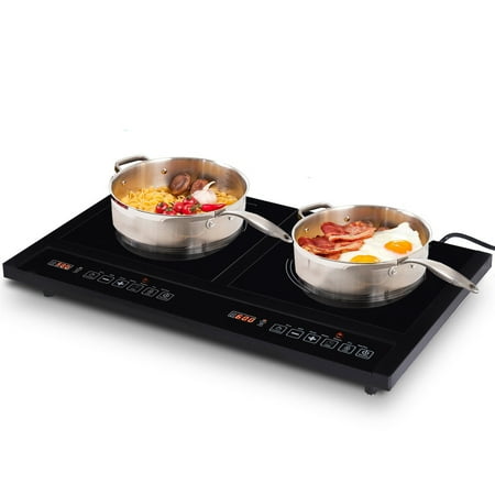 Induction Stove - Costway Electric Dual Induction Cooker Cooktop 1800W Countertop Double Burner Portable