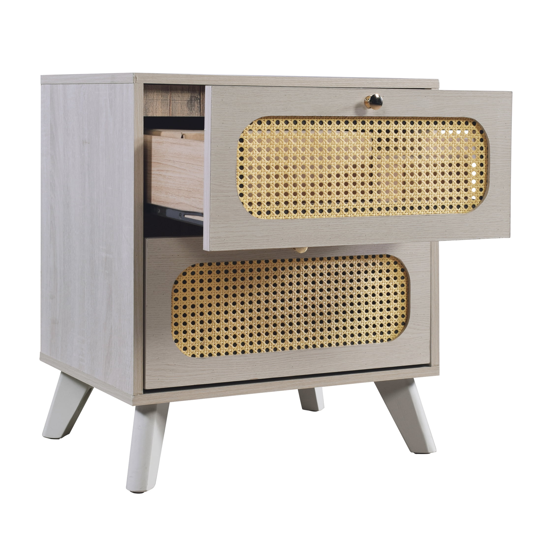 Castle Place Vintage 2 Drawer Nightstand, Antique White