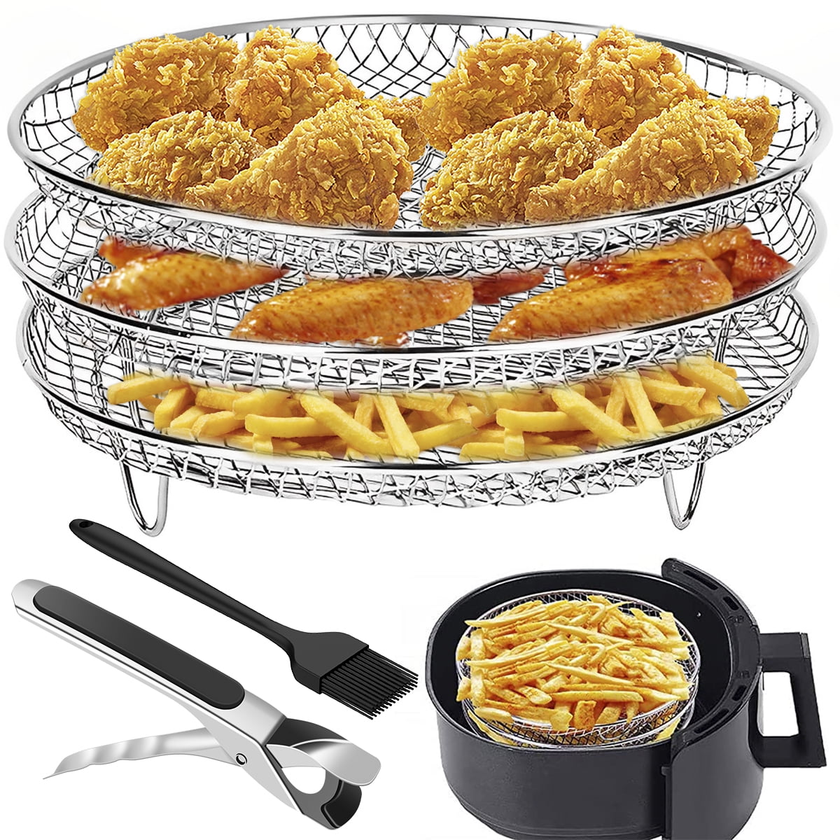 Air Fryer Rack With Anti-scalding Clip Stainless Steel Removable